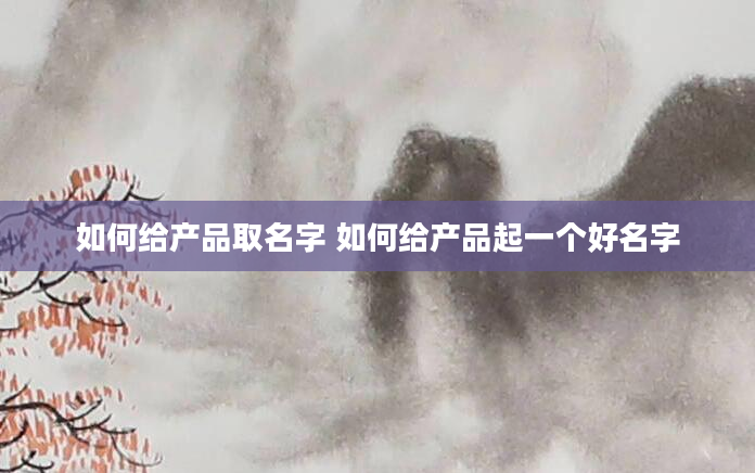 如何给产品取名字 如何给产品起一个好名字