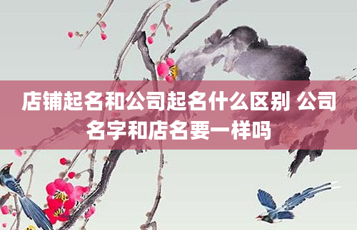 店铺起名和公司起名什么区别 公司名字和店名要一样吗