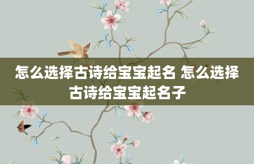 怎么选择古诗给宝宝起名 怎么选择古诗给宝宝起名子