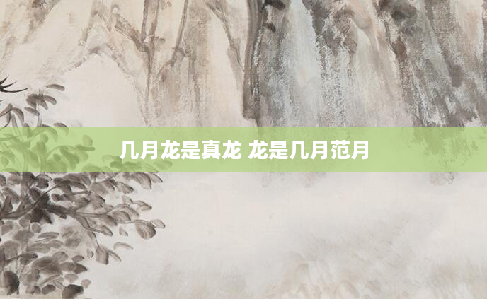 几月龙是真龙 龙是几月范月