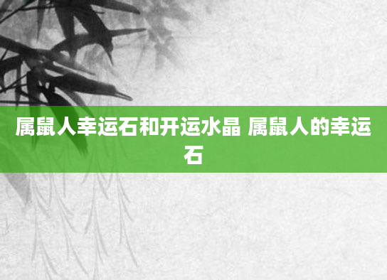 属鼠人幸运石和开运水晶 属鼠人的幸运石