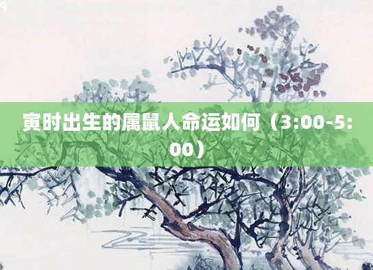 寅时出生的属鼠人命运如何（3:00-5:00）