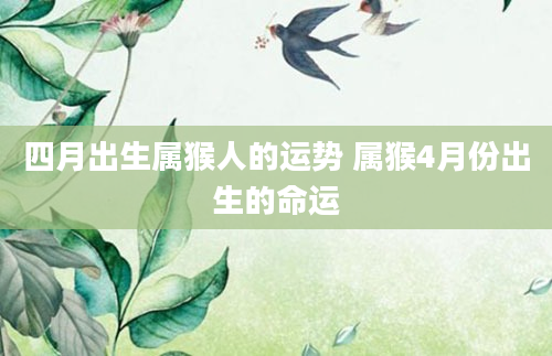 四月出生属猴人的运势 属猴4月份出生的命运