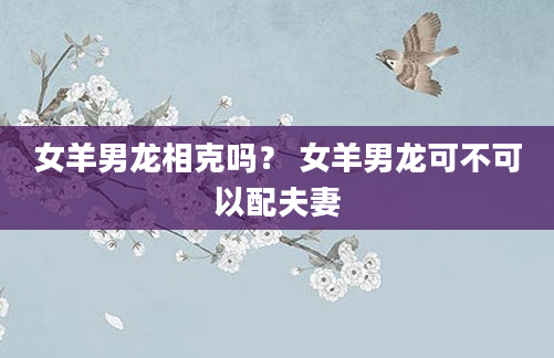 女羊男龙相克吗？ 女羊男龙可不可以配夫妻