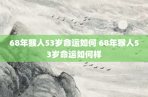 68年猴人53岁命运如何 68年猴人53岁命运如何样