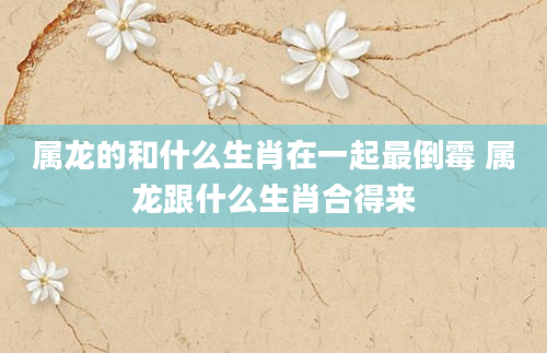 属龙的和什么生肖在一起最倒霉 属龙跟什么生肖合得来