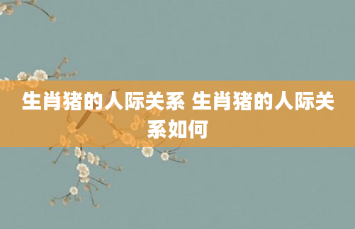 生肖猪的人际关系 生肖猪的人际关系如何