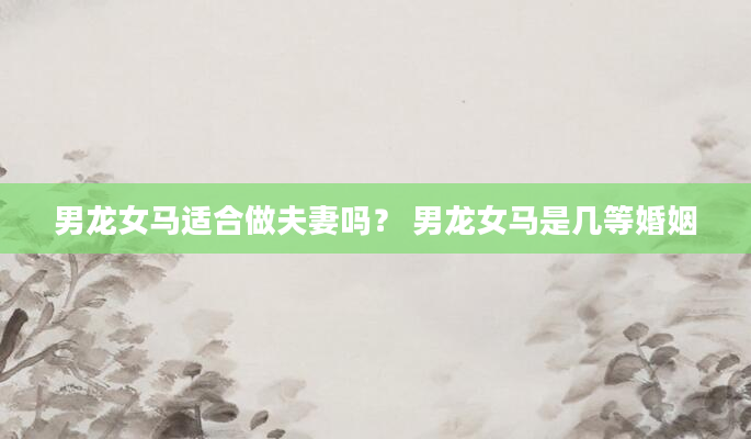男龙女马适合做夫妻吗？ 男龙女马是几等婚姻