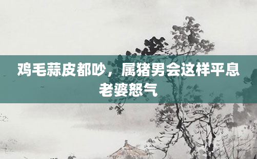 鸡毛蒜皮都吵，属猪男会这样平息老婆怒气