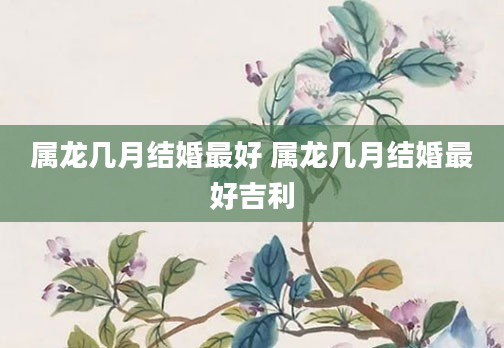 属龙几月结婚最好 属龙几月结婚最好吉利