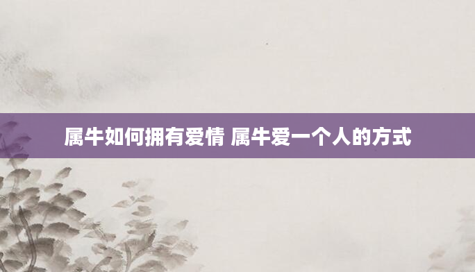 属牛如何拥有爱情 属牛爱一个人的方式