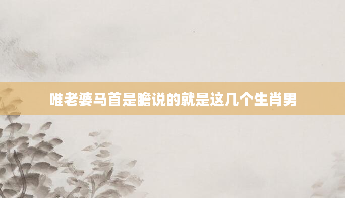 唯老婆马首是瞻说的就是这几个生肖男