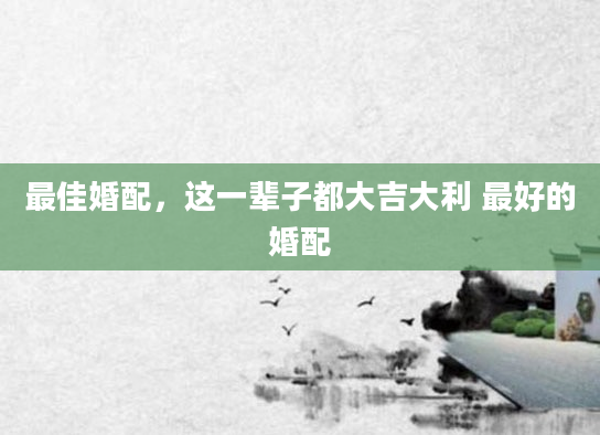 最佳婚配，这一辈子都大吉大利 最好的婚配