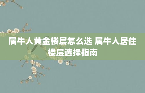 属牛人黄金楼层怎么选 属牛人居住楼层选择指南