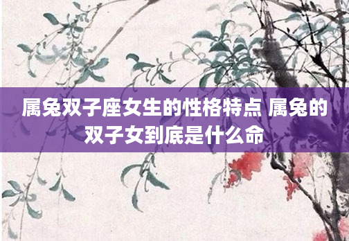 属兔双子座女生的性格特点 属兔的双子女到底是什么命