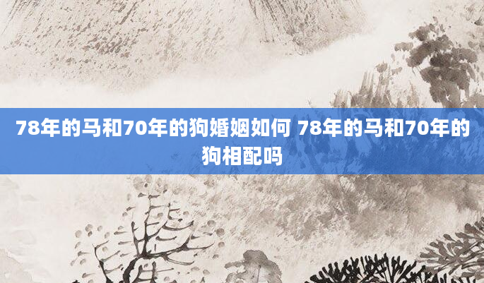 78年的马和70年的狗婚姻如何 78年的马和70年的狗相配吗