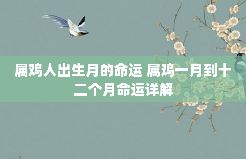 属鸡人出生月的命运 属鸡一月到十二个月命运详解