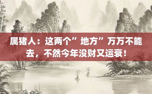 属猪人：这两个”地方”万万不能去，不然今年没财又运衰！