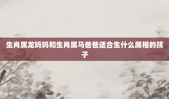 生肖属龙妈妈和生肖属马爸爸适合生什么属相的孩子