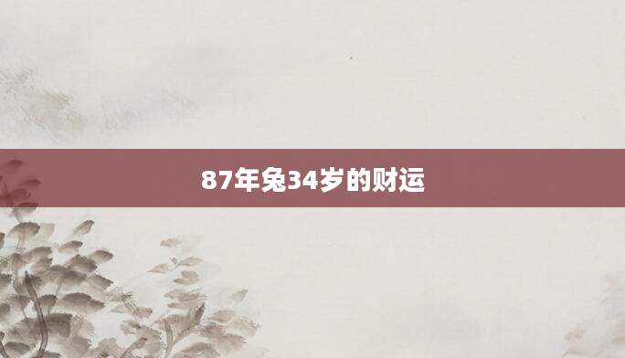 87年兔34岁的财运