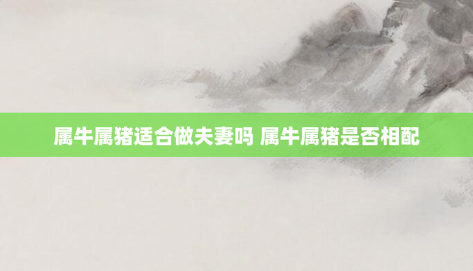 属牛属猪适合做夫妻吗 属牛属猪是否相配