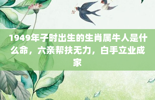 1949年子时出生的生肖属牛人是什么命，六亲帮扶无力，白手立业成家