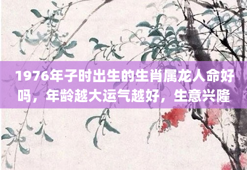 1976年子时出生的生肖属龙人命好吗，年龄越大运气越好，生意兴隆