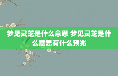 梦见灵芝是什么意思 梦见灵芝是什么意思有什么预兆