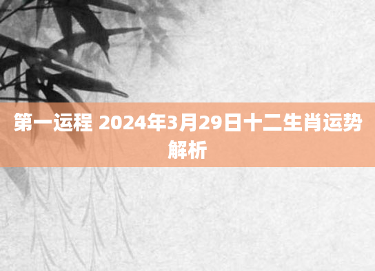 第一运程 2024年3月29日十二生肖运势解析
