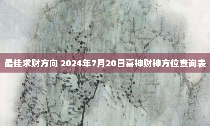 最佳求财方向 2024年7月20日喜神财神方位查询表