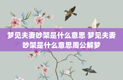 梦见夫妻吵架是什么意思 梦见夫妻吵架是什么意思周公解梦