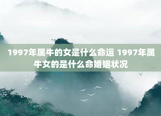 1997年属牛的女是什么命运 1997年属牛女的是什么命婚姻状况