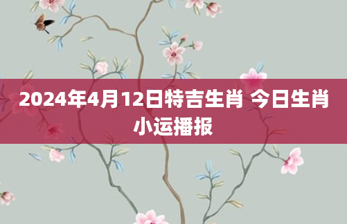 2024年4月12日特吉生肖 今日生肖小运播报