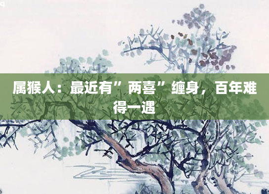 属猴人：最近有”两喜”缠身，百年难得一遇