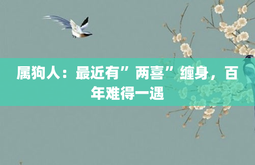 属狗人：最近有”两喜”缠身，百年难得一遇