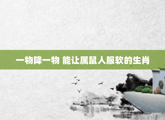 一物降一物 能让属鼠人服软的生肖