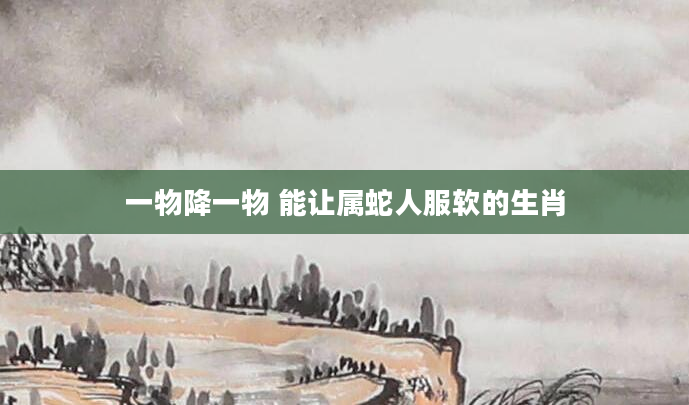 一物降一物 能让属蛇人服软的生肖