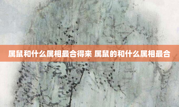 属鼠和什么属相最合得来 属鼠的和什么属相最合