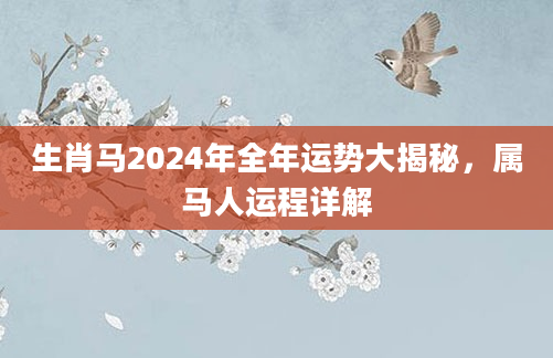 生肖马2024年全年运势大揭秘，属马人运程详解