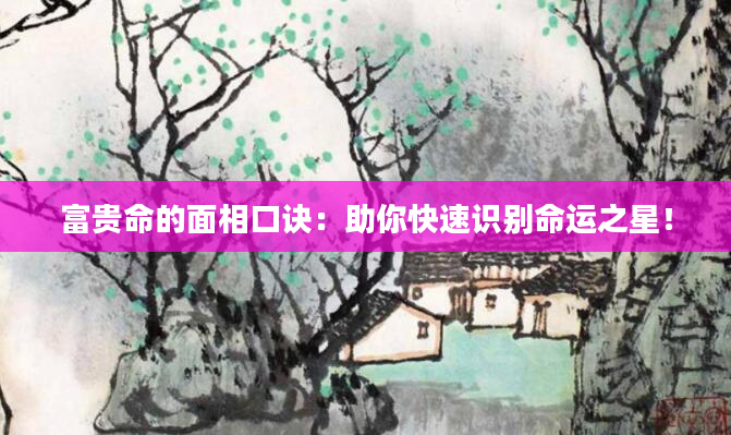 富贵命的面相口诀：助你快速识别命运之星！