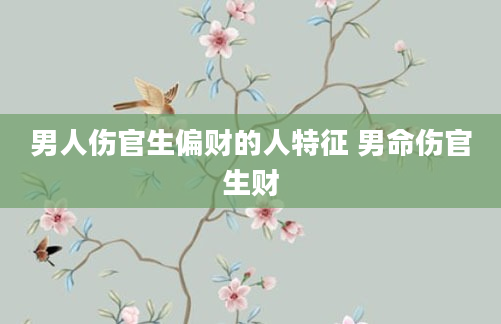 男人伤官生偏财的人特征 男命伤官生财