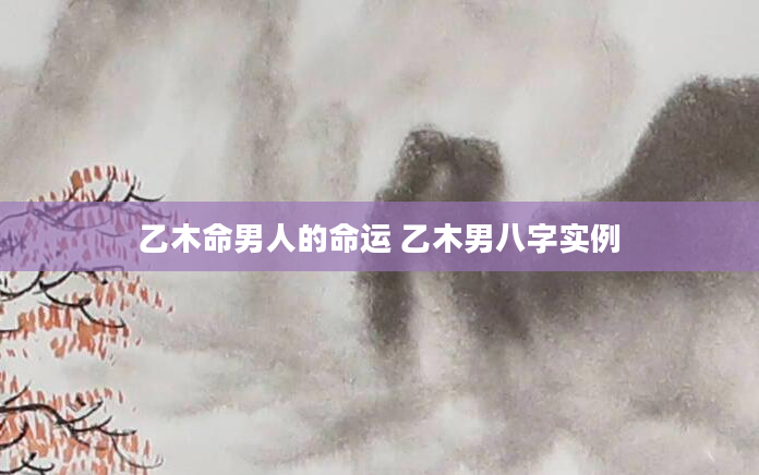 乙木命男人的命运 乙木男八字实例