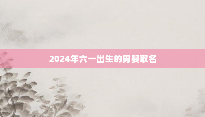 2024年六一出生的男婴取名