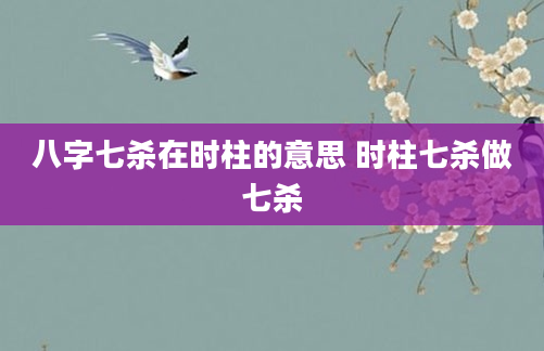 八字七杀在时柱的意思 时柱七杀做七杀