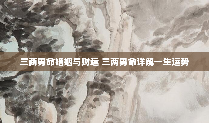 三两男命婚姻与财运 三两男命详解一生运势