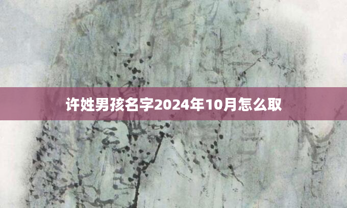 许姓男孩名字2024年10月怎么取