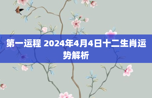 第一运程 2024年4月4日十二生肖运势解析