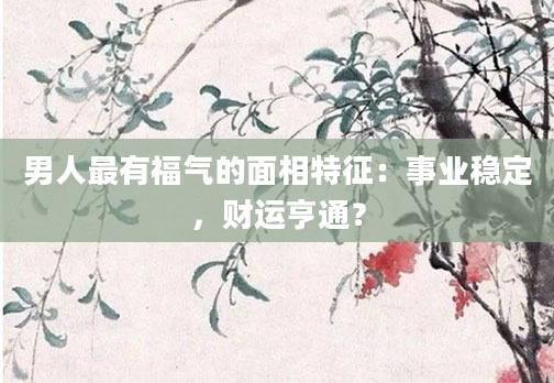 男人最有福气的面相特征：事业稳定，财运亨通？