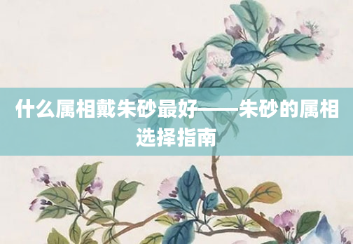什么属相戴朱砂最好——朱砂的属相选择指南