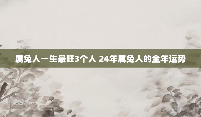 属兔人一生最旺3个人 24年属兔人的全年运势